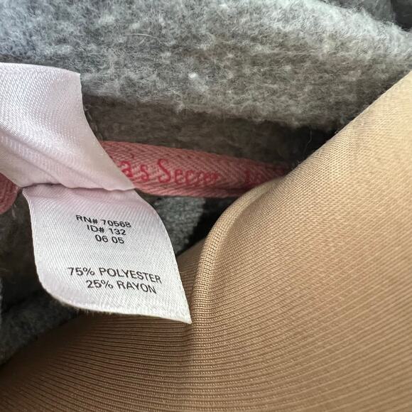 Y2K Victoria's Secret Hooded Robe XS/SM Gray Contrasting Trim Belted House Coat - Picture 7 of 10